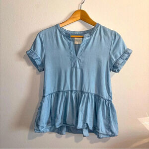 BUTTERY SOFT Harper Heritage light denim top Size XS 100% tencel